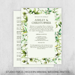 Classically Elegant Rustic Floral Border Wedding Program