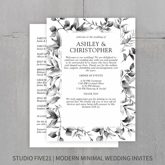 Classically Elegant Rustic Floral Border Wedding Program (Creator Uploaded)