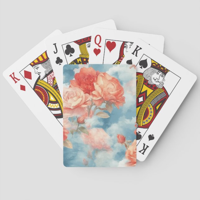 Classics - Angelic Pink and Red Roses in soft clou Playing Cards (Back)