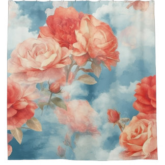 Classics - Angelic Pink and Red Roses in soft clou Shower Curtain