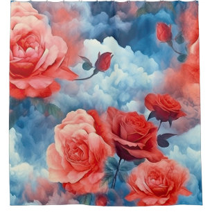 Classics - Midnight Pink and Red Roses Shower Curtain