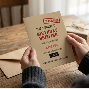 Classified Birthday Briefing Funny Birthday Card 