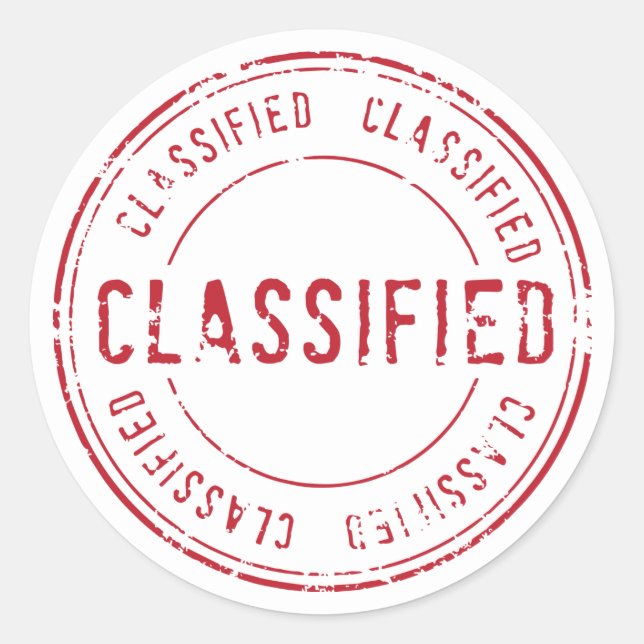 Classified Classic Round Sticker (Front)