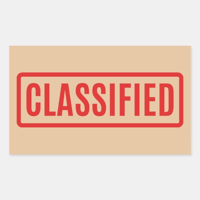 Classified Rectangular Sticker (Front)