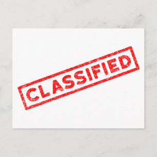 Classified Red Rubber Stamp Postcard