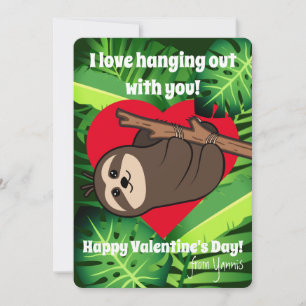 Classmates Cute Sloth "Love hanging out with you" Holiday Card