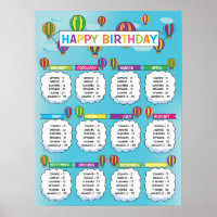 Classroom Birthday Board in Hot Air Balloon Theme