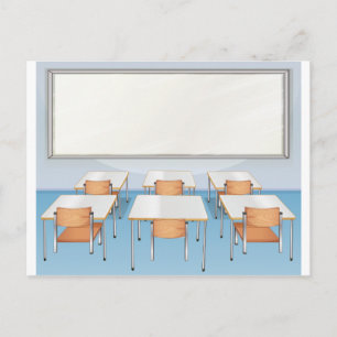 Classroom full of chairs and tables postcard