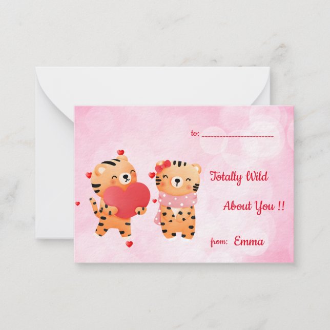 Classroom Funny Wild about you Tigers Valentine' Card (Front)