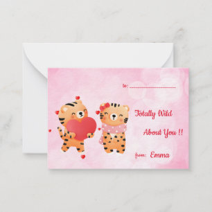 Classroom Funny Wild about you Tigers Valentine' Card
