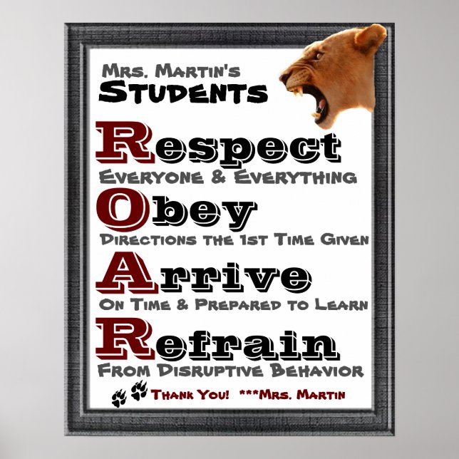 Classroom Guidelines/Rules Poster (Front)