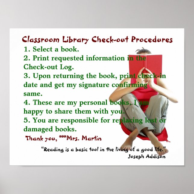 Classroom Library Rules Poster (Front)