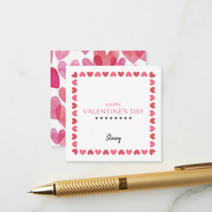Classroom Pink and Red Heart Square V'Day Card