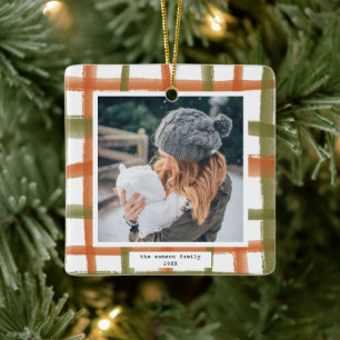 Classroom Plaid Photo Ceramic Ornament