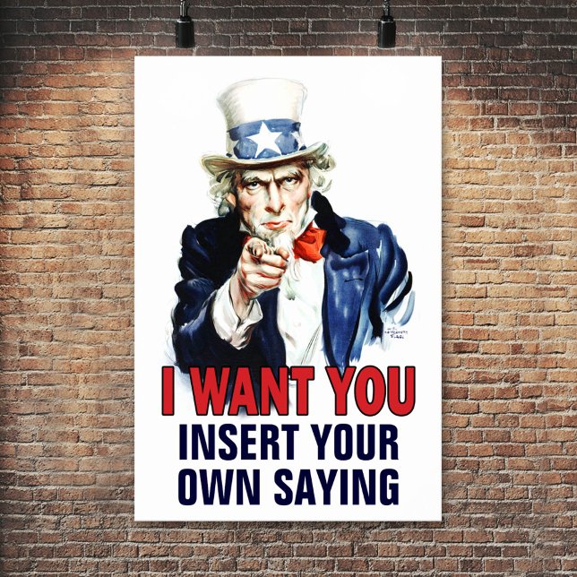 Classroom Poster: I Want You - CUSTOMIZE - Poster (Uncle Sam Classroom Poster)