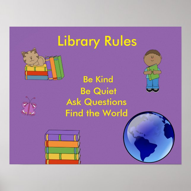 Classroom Posters-Library Rules Poster (Front)