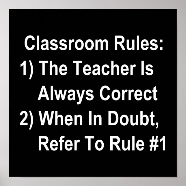 Classroom Rules (all white text) Poster (Front)