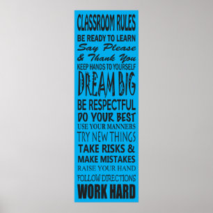 Classroom Rules Poster (Blue), 12" x 36"
