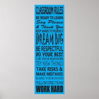 Classroom Rules Poster (Blue), 12" x 36"