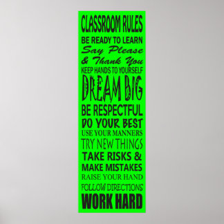 Classroom Rules Poster (Lime Green), 12" x 36"