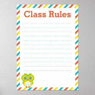 Classroom Rules Poster - Owl Theme