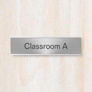 Classroom Silver and Black Text Template Door Sign