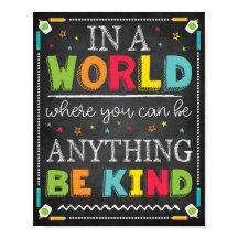 Classroom Teacher School Decor Be Kind Sign