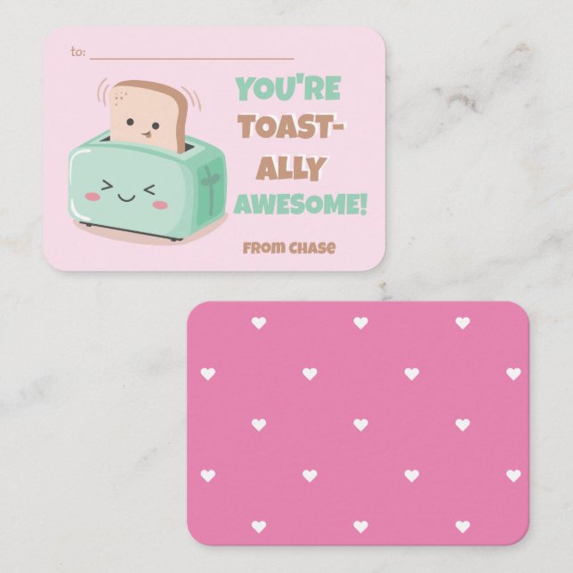 Classroom Valentine's Day Awesome Toast Card (Front/Back)