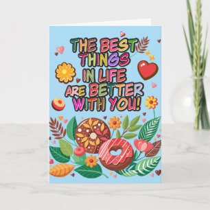 Classroom Valentine's Day Boho Doughnuts and Flowe Card