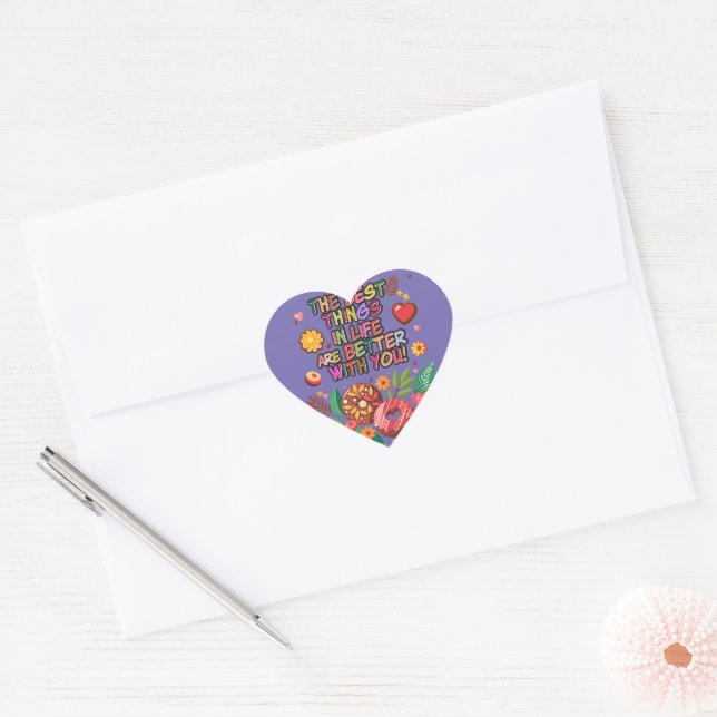 Classroom Valentine's Day Boho Doughnuts and Flowe Heart Sticker (Envelope)