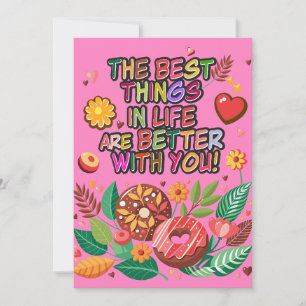 Classroom Valentine's Day Boho Doughnuts and Flowe Holiday Card