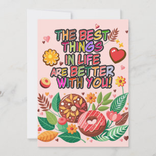 Classroom Valentine's Day Boho Doughnuts and Flowe Holiday Card