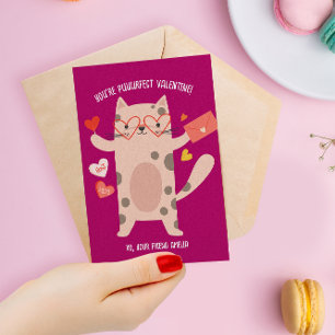 Classroom Valentine's Day Card Cute Cat