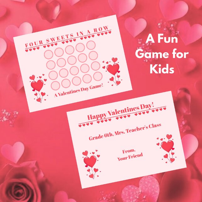 Classroom Valentine's Day Card Game-Four in a Row (Valentine's Day Card Game-Four in a Row-kids-classroom)