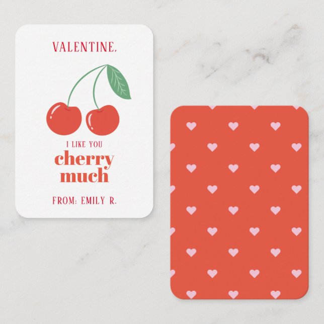 Classroom Valentine's Day Cherry Much Card (Front/Back)