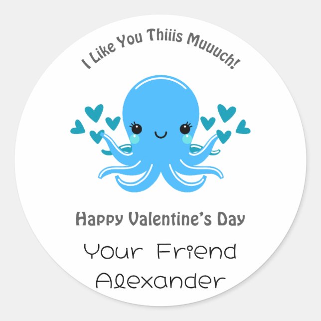 Classroom Valentine's Day Classic Round Sticker (Front)