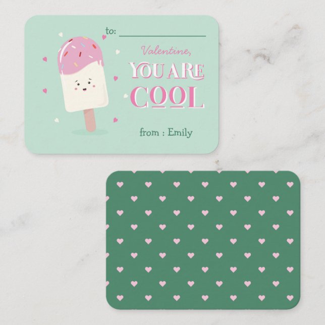 Classroom Valentine's Day Cool Popsicle Card (Front/Back)