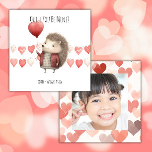 Classroom Valentine's Day, Cute Hedgehog, Photo Card
