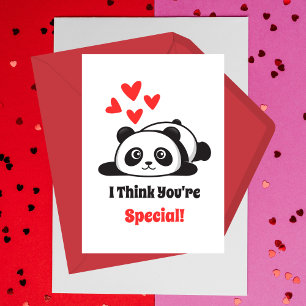 Classroom Valentine's Day Cute Panda red hearts  Card