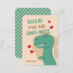 Classroom Valentine's Day Dinosaur Dino Card