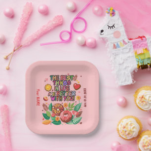 Classroom Valentine's Day Donut Flower Personalize Paper Plate