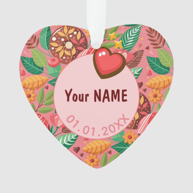 Classroom Valentine's Day Doughnut Flower Personal Ornament (Front)