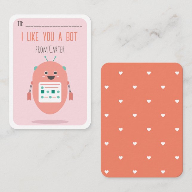 Classroom Valentine's Day Like You a Bot Card (Front/Back)