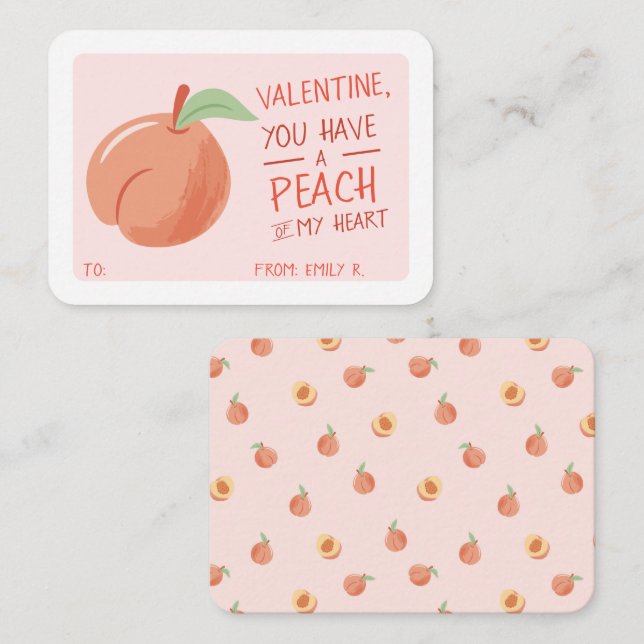 Classroom Valentine's Day Peach of My Heart Card (Front/Back)