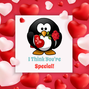 Classroom Valentine's Day Penguin Heart Card