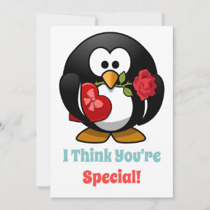 Classroom Valentine's Day Penguin Heart Holiday Card