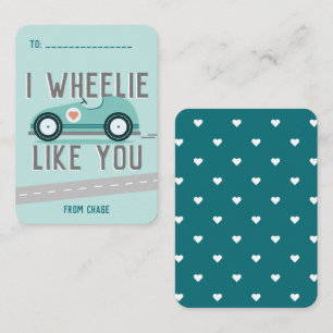 Classroom Valentine's Day Race Car Wheelie Card