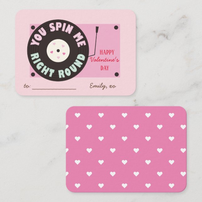Classroom Valentine's Day Record Player Spin Me Card (Front/Back)