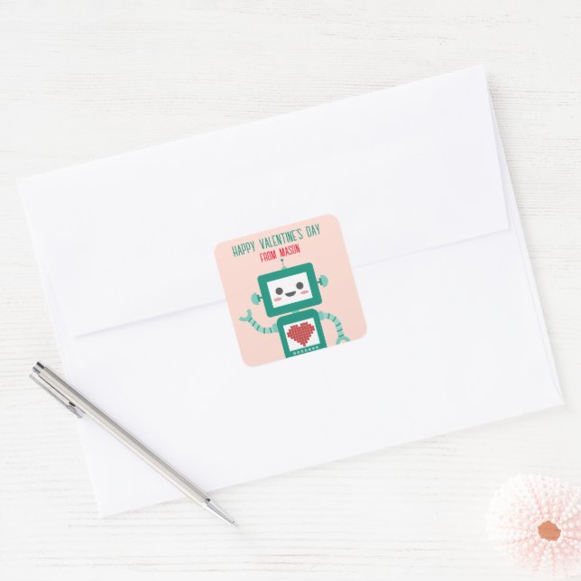 Classroom Valentine's Day Robot Beeps Stickers (Envelope)