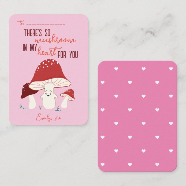 Classroom Valentine's Day So Mushroom Heart Card (Front/Back)